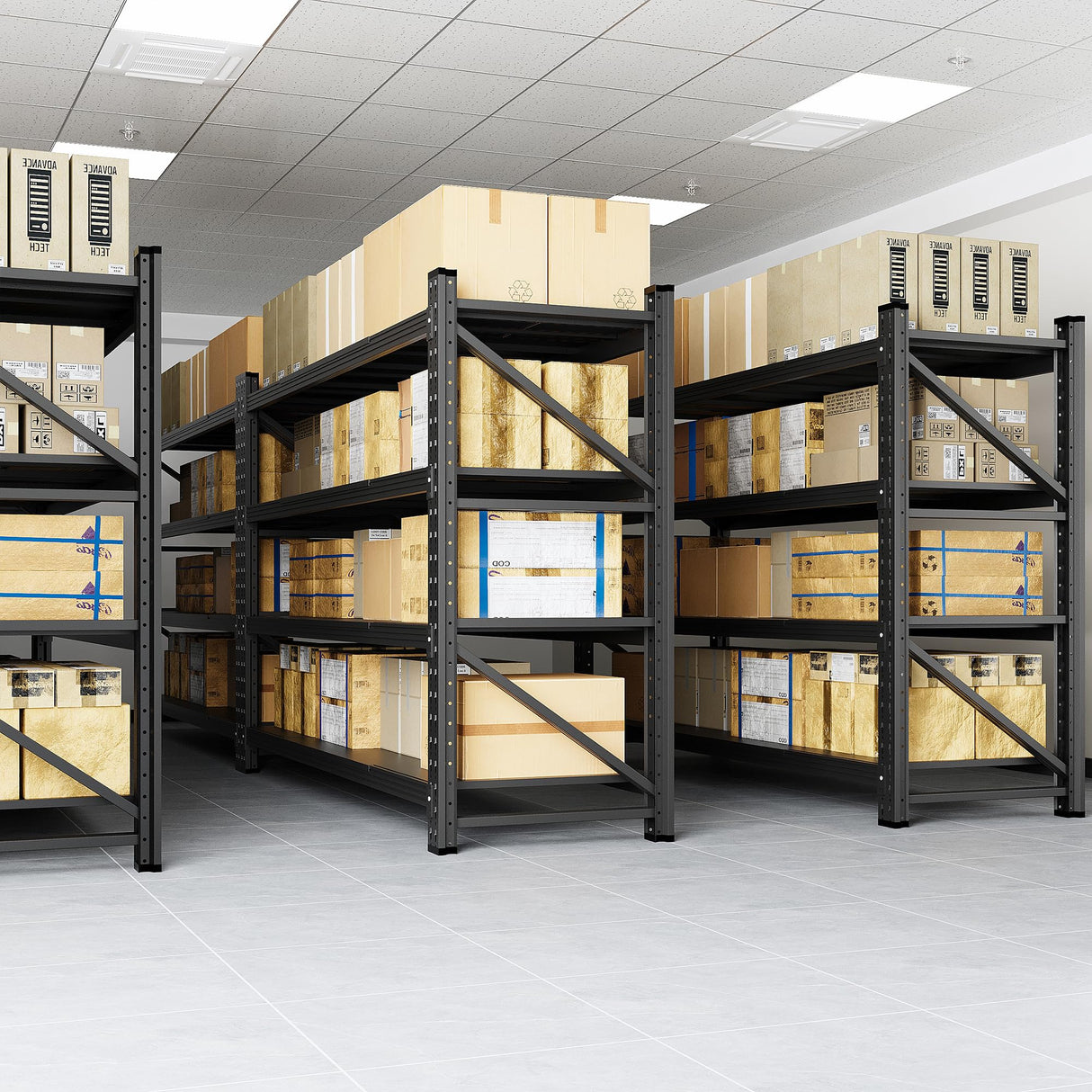 Anxxsu 5000LBS Storage Shelves, 71" W Heavy Duty Garage Shelving Unit, Adjustable Industrial Shelving, 4 Tier Metal Shelving for Garage, Supermarket, Warehouse, 71" W x 24" D x 70" H Anxxsu