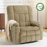 MCombo Oversized Power Lift Recliner Chair for Elderly, Dual Motor Lift Chair with Heat and Massage, Lay Flat Lift Chair for Big and Tall, Cup Holders, Fabric R7891 (Oversize, Beige) MCombo