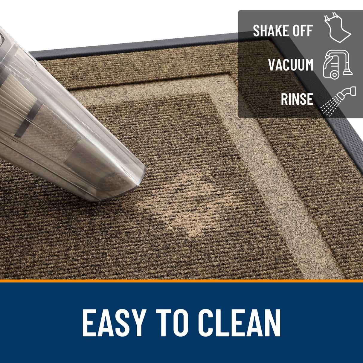 OLANLY Front Door Mat Indoor Outdoor Entrance, Waterproof All-Season, All-Weather Doormat, Sturdy Natural Rubber, Fade Resistant, Low Profile, Easy Clean Patio Porch Entryway Mat, 29.5x17, Brown OLANLY