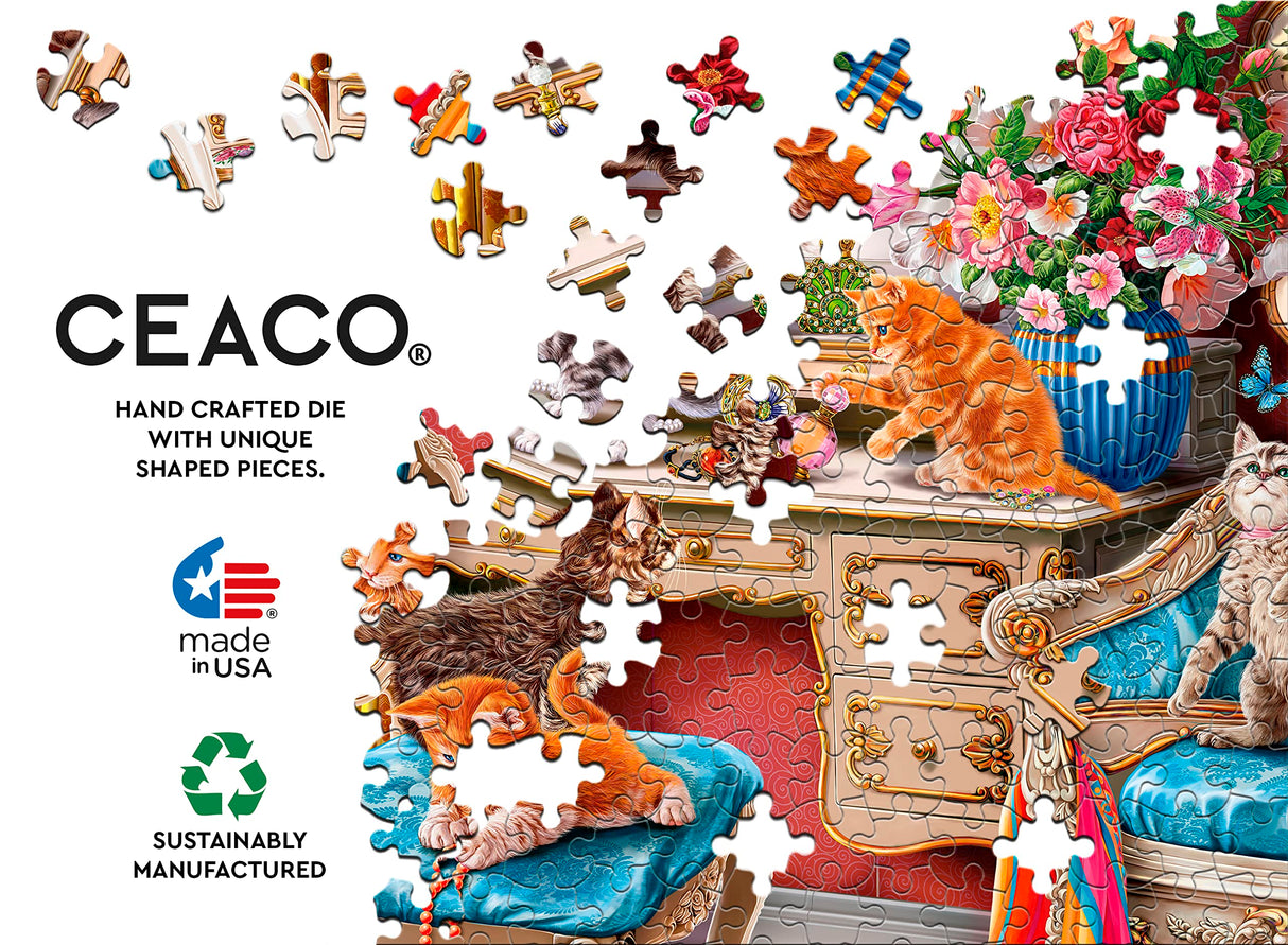 Ceaco - Paws Gone Wild - Kittens in The Bedroom - 550 Piece Jigsaw Puzzle Ceaco