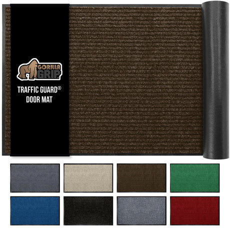 GORILLA GRIP Traffic Guard Door Mat, 72x48, Heavy Duty Welcome Mats, Commercial Office Space Doormat, Waterproof, Fade Resistant, Strong Rubber Backing, Low Profile, Shoe and Boot Scraper, Brown GORILLA GRIP