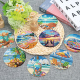 Ekuxom 8 pcs Beach Diamond Art Coasters Kits with Holder, DIY Ocean Diamond Painting Coasters, Non Slip Coaster Crafts Kits for Adults Beginners Gifts Ekuxom