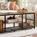 VECELO Industrial TV Stand for Televisions up to 65 Inch, 55" Entertainment Center with Open Storage Shelves for Living Room/Bedroom, 3 Tiers Media Console Table with Metal Frame, Grey, 55 Inches VECELO