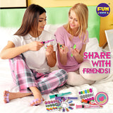 Kids Nail Kit for Girls Ages 7-12, FunKidz Ultimate 315Pcs Nail Polish Pens Combo Pack Size 17.91Wx12.4L Glitter Temporary Nail Supplies for Teens SPA Makeup Kit FUN KIDZ