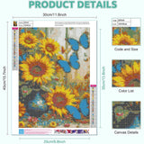 Diamond Painting Kits for Adults Sunflowers - Butterfly Diamond Art Kits for Adults, Round 5D Gem Art Kit for Adult Flowers DIY Crafts Kit Gift Home Wall Decor Gifts (16x12 inch) xackcme