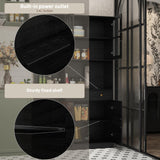 Fatmok Kitchen Pantry Cabinet with Charging Station, 71" Tall Modern Farmhouse Wood Kitchen Cabinet with a Large Drawer & Shelves, Freestanding Kitchen Hutch Cabinet with Microwave Stand, Cupboard Fatmok