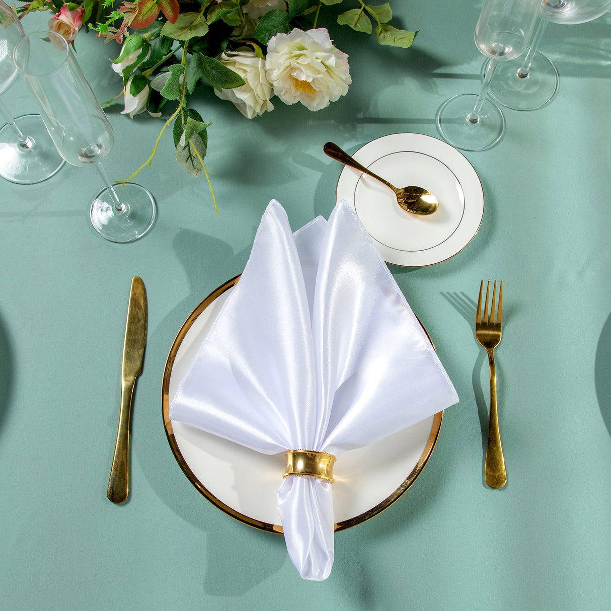 Homiest 12 Pack White Satin Napkins 20x20 Inches Dinner Napkins Decor, Square Decorative Napkins Silky Elegant Wedding Napkins, Smooth Table Cloth Napkins for Restaurant Banquet Graduation Party Homiest