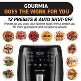 Gourmia Air Fryer Oven Digital Display 6 Quart Large AirFryer Cooker 12 1-Touch Cooking Presets, XL Air Fryer Basket 1500w Power Multifunction Black and Stainless Steel Accents FRY FORCE GAF686 Gourmia