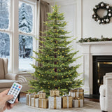 GOOBED Prelit Aspen Fir Realistic Christmas Tree 6.5ft with Remote Control, Pre-lit Hinged Xmas Tree with Glittering Diamond Tips, Holiday Decor for Holidays, Parties, Green GOOBED
