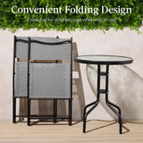 Best Choice Products 3-Piece Patio Bistro Dining Furniture Set w/Glass Tabletop, 2 Folding Chairs, Steel Frame, Polyester Fabric - Gray Best Choice Products