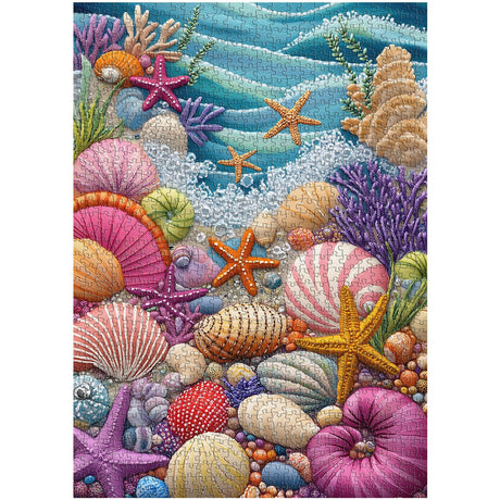 PICKFORU Beach Puzzles for Adults 1000 Pieces, Colorful Seashells Puzzle Sea Coral Starfish，Impossible Ocean Jigsaw Puzzles as Home Art PICKFORU