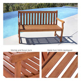VIFAH Atlantic Red Brown 5Ft Slatted Eucalyptus Wooden Garden Bench for 3 Seater in Entry Way VIFAH