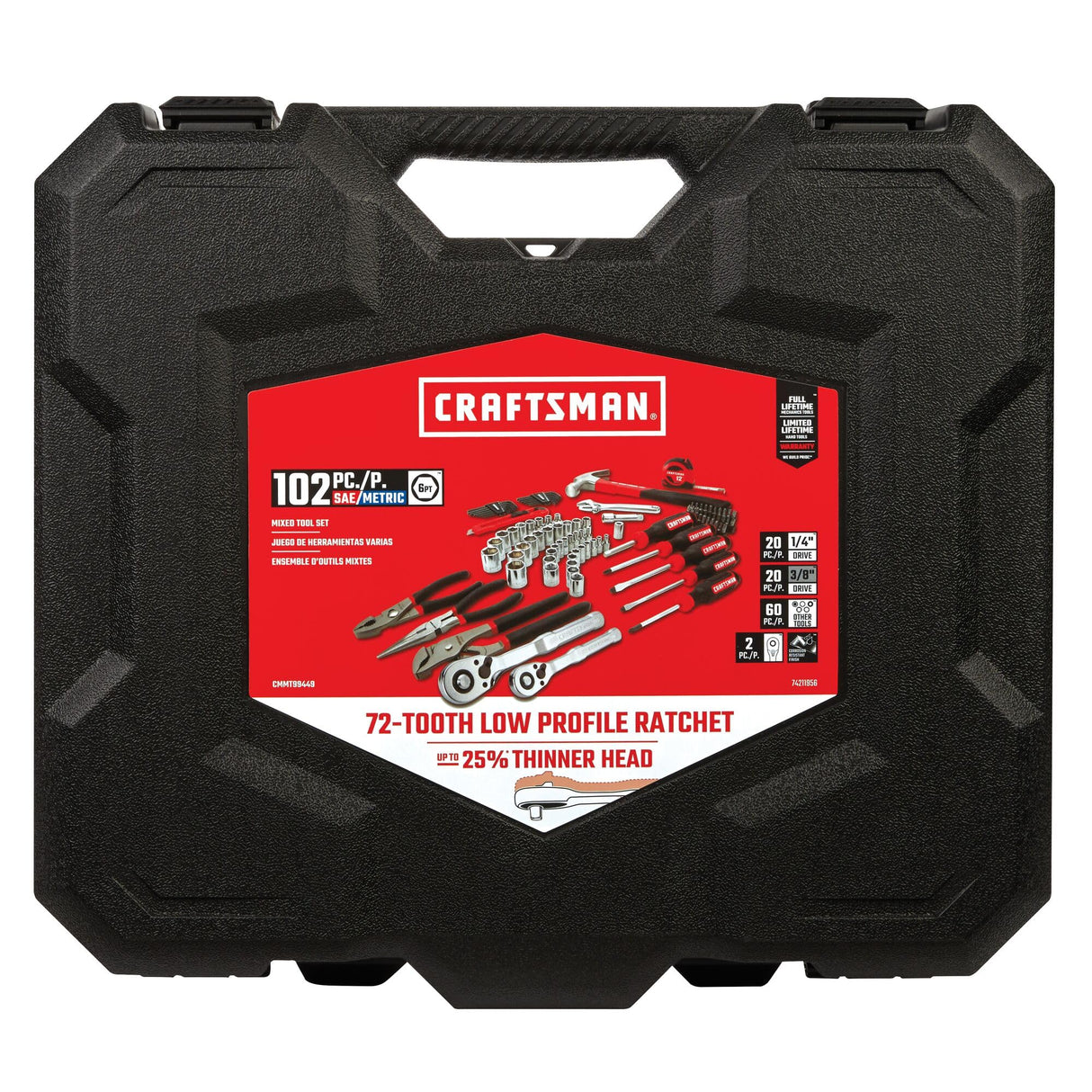 CRAFTSMAN Mechanics Tool Set, 102 Piece Hand Tool and Socket Set SAE/Metric (CMMT99449) CRAFTSMAN