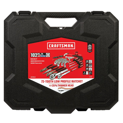 CRAFTSMAN Mechanics Tool Set, 102 Piece Hand Tool and Socket Set SAE/Metric (CMMT99449) - WoodArtSupply