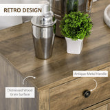 HOMCOM Farmhouse Coffee Bar Cabinet, Wine Cabinet with 3 Drawers, Sideboard Buffet Cabinet with X-Shaped Wine Rack and Stemware Holder, Rustic Oak Grain HOMCOM