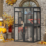 COZIWOW Upgraded Catio Outdoor Cat Enclosure Window Access, Wooden Catio for Cats Outdoor Patio Garden(Black) COZIWOW