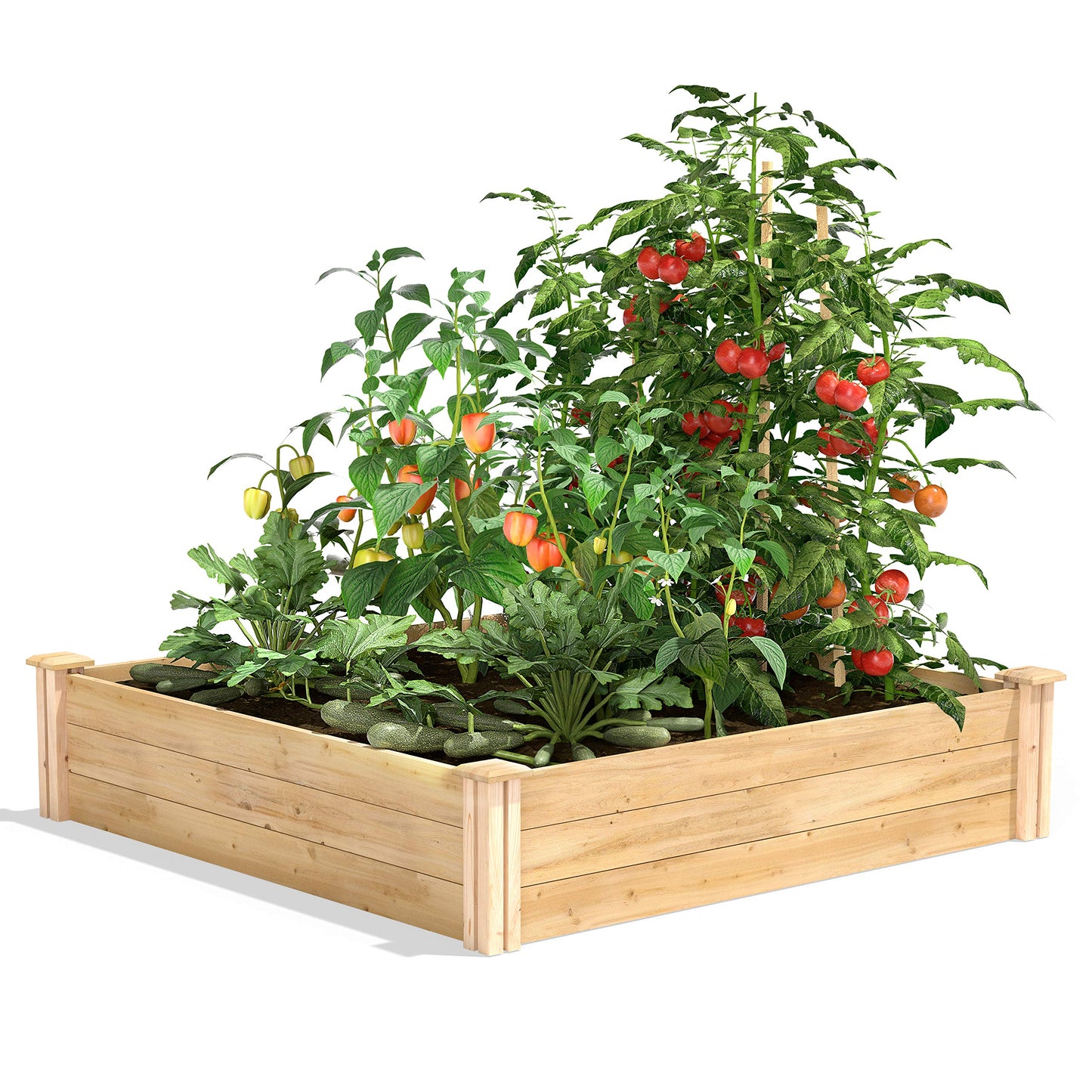 Greenes Fence Original Cedar Raised Garden Bed, 4' x 4' x 10.5" - Made in USA with North American Cedar - WoodArtSupply