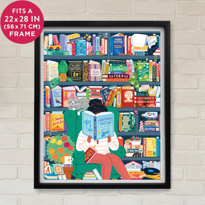 Ridley's: 50 Must-Read Books Bucket List 1000-Piece Puzzle - Unique Art Style for Book Lovers - Library or Office Décor After Completion