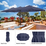 Pure Garden 50-LG1284 15' Double Sided Market Umbrella, Navy Blue Pure Garden