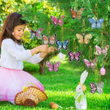 BBTO 12 Pcs Butterfly Diamond Painting Keychains Kit DIY 5D Diamond Art Key Rings Hanging Butterfly Diamond Painting Ornaments Butterflies Diamond Pendants for Spring Summer Beginner Adult Craft BBTO