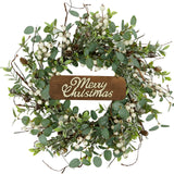 Christmas Wreath, Christmas Wreaths for Front Door, Winter Eucalyptus Wreath with Pine Cone and White Berry Wreath for Indoor Outdoor Farmhouse Wall Window Home Decoration. Furisin