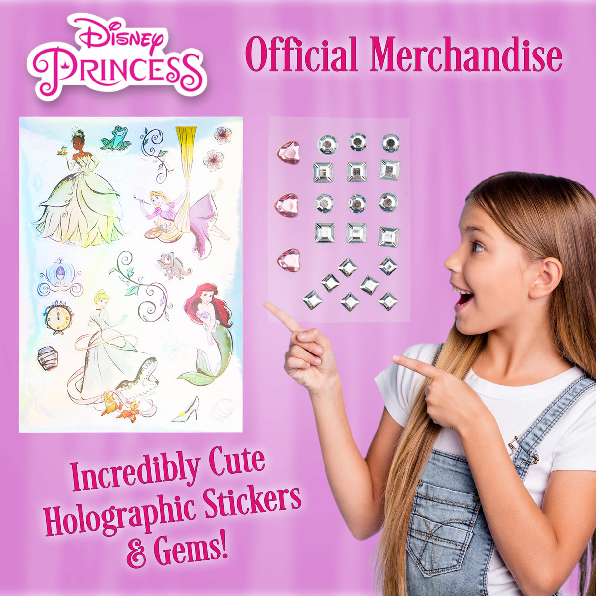 Disney Stitch Notebook Stationery Set Kids Diary DIY Journal Kit and Craft Supplies (Pink Princesses) Disney