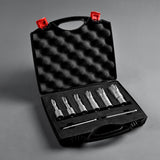 Annular Cutter Set Carbide 8pcs JESTUOUS 3/4 Inch Weldon Shank 1-3/8 Cutting Depth and Cutting Diameter from 1/2 to 1-1/16 Two Flat TCT Bit for Drill Press with 2 Pilot Pins JESTUOUS