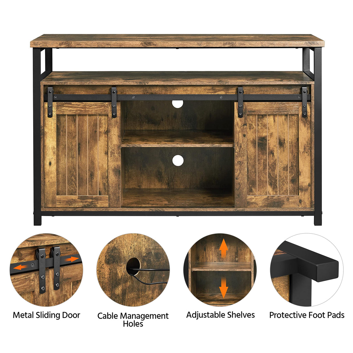Yaheetech TV Stand, Entertainment Center with Storage Cabinets for 55 Inches TV, Barn Door TV Stand with Height Adjustable Shelves, Farmhouse TV Console for Living Room, 47 Inch Yaheetech