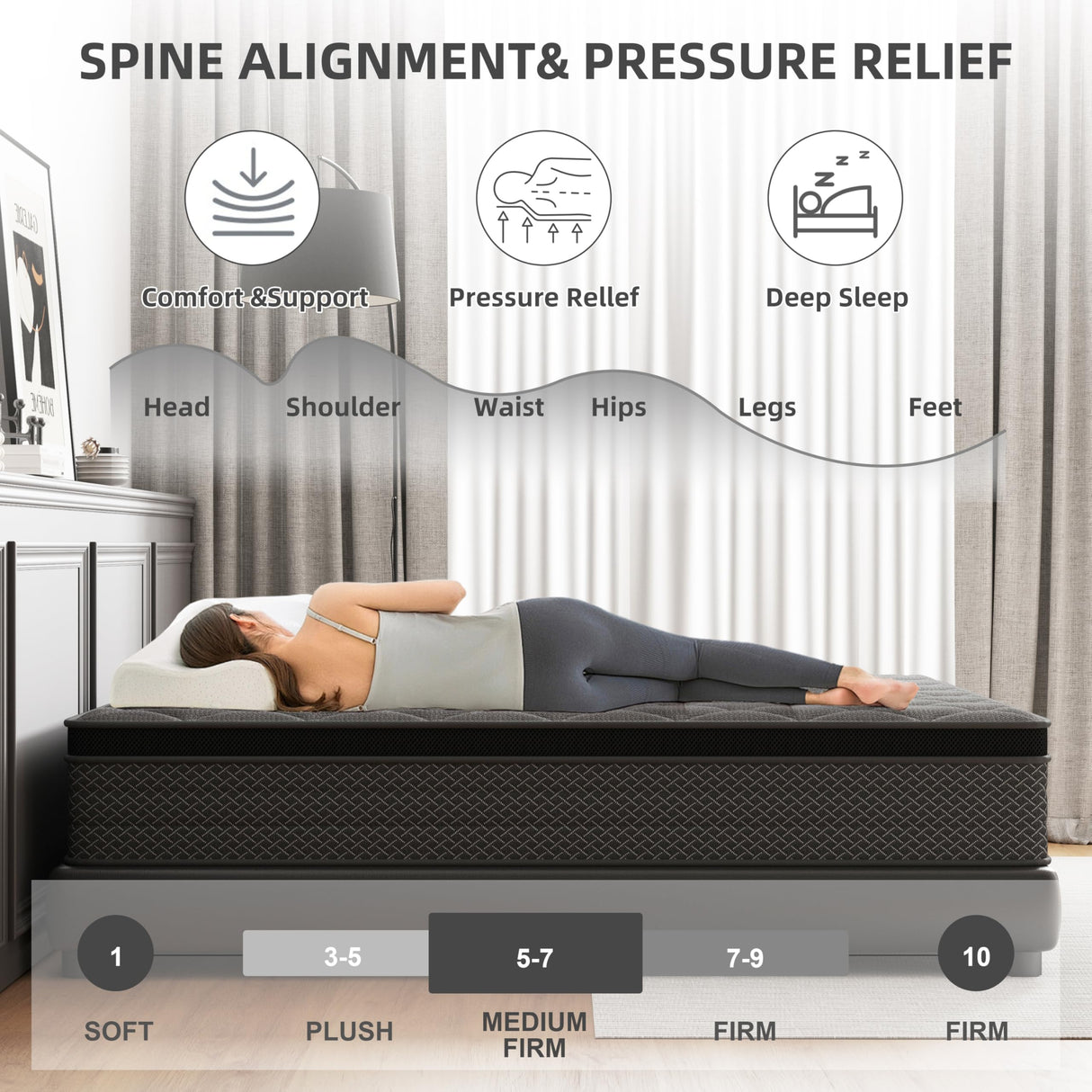 DAJIYUHC Queen Mattress, 12 Inch Hybrid Mattress in a Box, Memory Foam and Pocket Springs, Medium Plush Feel with Motion Isolating, CertiPUR-US Certified, Fiberglass Free -365-Night Trial DAJIYUHC