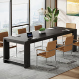 Tribesigns 7 ft Conference Table for 6 to 8 People, Modern Rectangle Meeting Room Desk for Boardroom, Home Office (Black) Tribesigns