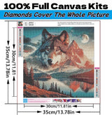 5D Diamond Art Kits for Adults Beginners, Wolf DIY Full Round Drill Diamond Painting Kits,Lake Forest Paint by Diamonds Dots Gem Art Easy,Home Wall Decor 14X14 Inch Acelii