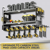 Power Tool Organizer Wall Mount with Charging Station, Cordless Drill and Battery Holder Shelf for Garage Organization,Heavy Duty Metal Tool Rack Storage, Load 300lbs, Built in 5 Outlet Power Strip massooan