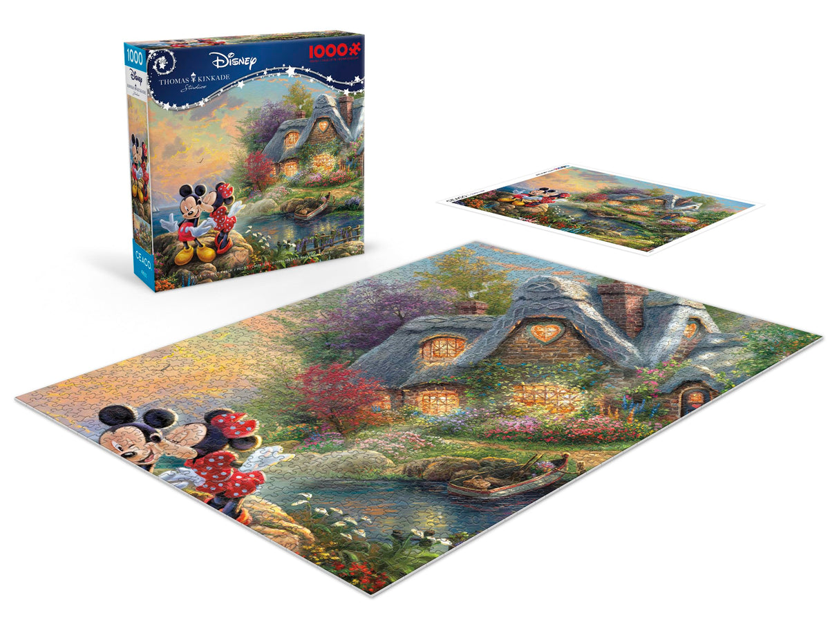 Ceaco - Thomas Kinkade - Disney - Mickey & Minnie - Sweetheart Cove - 1000 Piece Jigsaw Puzzle Ceaco