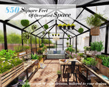 Jocisland 14x9.5x9 FT Polycarbonate Greenhouse- 6 FT Wall Height Outdoor Aluminum Greenhouses with 2 Ventilation and Rain Gutter, Double Doors with Hook, Walk-in Greenhouse for Backyard Garden Jocisland