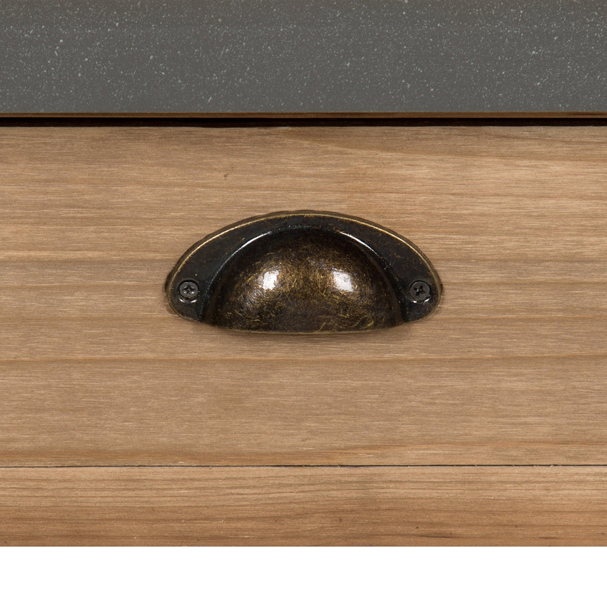 Kate and Laurel Rutledge Farmhouse Chic Two Drawer Console Table, Rustic Wood Base and Concrete Gray Top Kate and Laurel