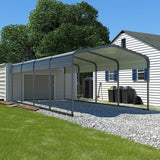 MUPATER 12' x 20' Outdoor Heavy Duty Metal Carport, Car Shelter Shade Garage, Carport Canopy with Heavy Metal Frame, Metal Roof and Bolts for Car, Trucks, Boats, Grey MUPATER