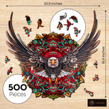 ESTROSO Wooden Puzzles for Adults - Bald Eagle Mandala 500 Piece Wooden Jigsaw Puzzle - 20.9x16.4 Inches - Giftable Wooden Box and Carrying Bag - Challenging Wooden Jigsaw Puzzles ESTROSO