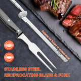 Cordless Electric Knife Set - Rechargeable Carving Knife with Safety Lock, Black Ergonomic Handle with Knives and Forks, for Meat, Bread, Brisket Slicing, Thanksgiving and Christmas Gifts Wanvoapls