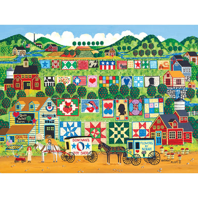 RoseArt - Home Country- Quilt Valley Farm - 1000 Piece Jigsaw Puzzle for Adults