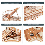ROKR 3D Wooden Puzzles for Adults 223pcs Piano Model Kit 1:20 Scale Building Puzzles Wooden Music Box Unique Gift for Men Women Hobbies for Birthday Christmas ROKR
