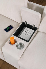 YOPTO 127" Modular Sectional Sofa,Modern Oversized Cloud Couch with Cup Holder&USB Port,7 Seater Convertible L-Shaped Chenille Sofas W/Ottoman,2 Pillows&Storage Box,Comfy Couches for Living Room,Beige YOPTO