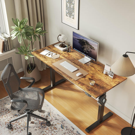 Agilestic Electric Standing Desk, 55 x 24 Inches Height Adjustable Desk, Sit Stand up Desk for Work Office Home, Ergonomic Rising Computer Table with Memory Preset, Rustic Brown Agilestic