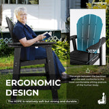 FRUITEAM Tall-Adirondack-Chairs-Set of 2, Outdoor Modern Bar-Height Adirondack Chairs, Double Raised Adirondack Patio Chairs with Removable Connecting Tray, for Pool, Yard, Lawn FRUITEAM