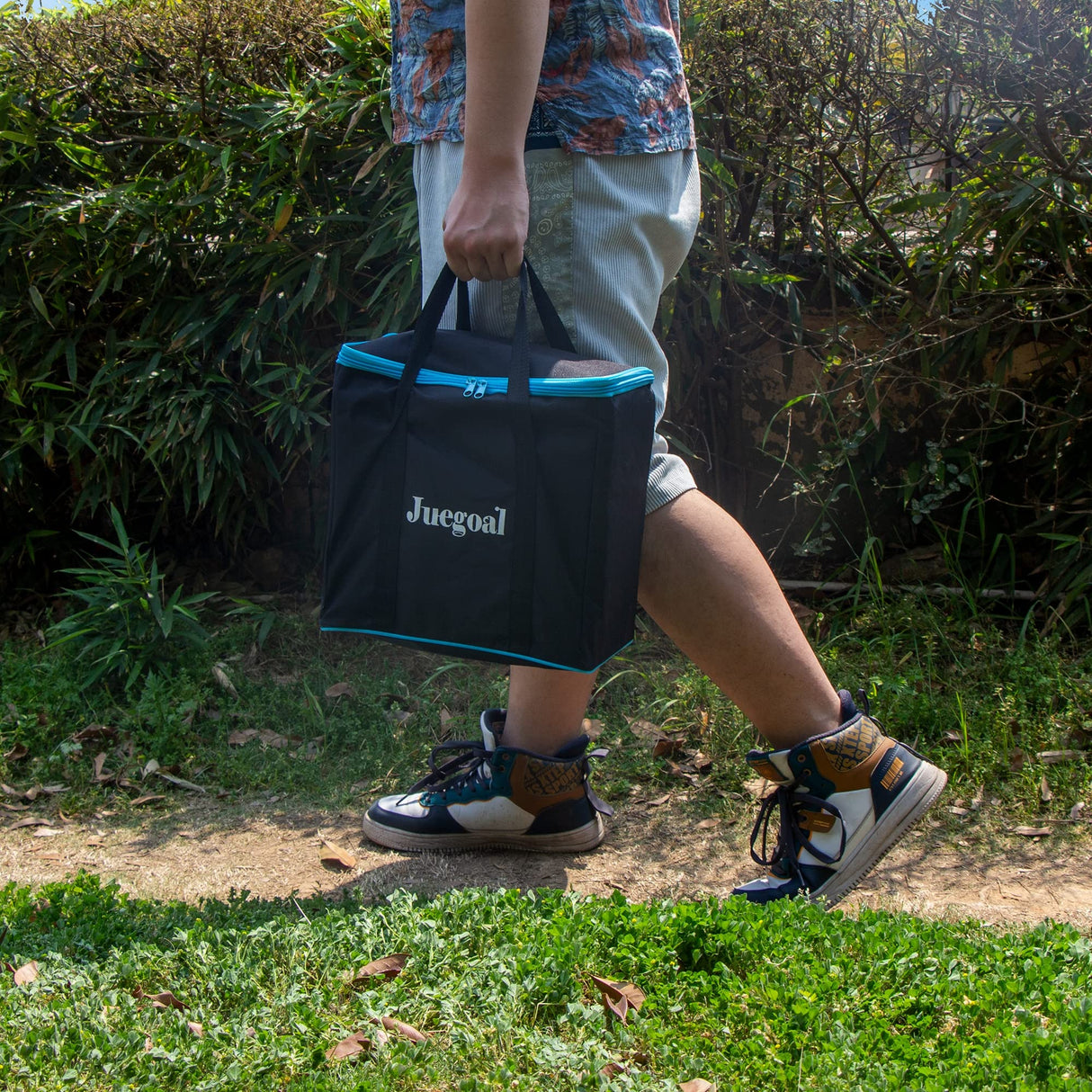 Juegoal 54 Pieces Giant Tumble Tower Blocks Game Giant Wood Stacking Game with 1 Dice Set, Gameboard, Canvas Bag for Adult, Kids, Family, Grey Juegoal