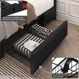 Yaheetech Full Bed Frame Upholstered Bed Frame with Adjustable Diamond Button-Tufted Headboard/3 Drawers Storage, Queen Platform Bed/Strong Wooden Slats, Black Full Bed Yaheetech