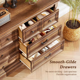 Concho Farmhouse 8 Drawers Dresser for Bedroom, 53'' Wide Wood Chest of Drawers with Spacious Deep Storage Space, Rustic Storage Dressers Organizer, TV Stand for Living Room, Bedroom, Rustic Brown Concho