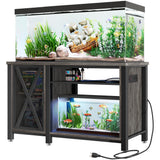 DWVO 55-75 Gallon Aquarium Stand with Power Outlets, Cabinet for Fish Tank Accessories Storage - Heavy Duty Metal Fish Tank Stand Suitable for Turtle Tank, Reptile Terrarium, 860LBS Capacity, Grey DWVO