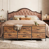 Huuger Dresser for Bedroom, 63 Inch TV Stand for 55, 65, 70 Inch TV, Long Fabric Dresser with 7 Drawers, Chest of Drawers for Storage, Closet, Clothing, Rustic Brown Huuger