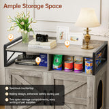 OtterOasis Cat Litter Box Enclosure, Ultra-Large Hidden Litter Box Furniture with Top Opening, Anti-Tipping Fence and 2 Open Drawers, Litter Box Cabinet End Table, Grey OtterOasis