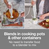 Proctor Silex Electric Immersion Hand Blender with Detachable Dishwasher Safe Handheld Blending Stick, 2-Speeds, 150 Watts, White (59739) Proctor Silex